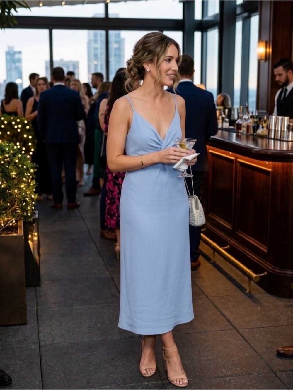 Abercrombie & Fitch Light Blue Midi Slip Dress